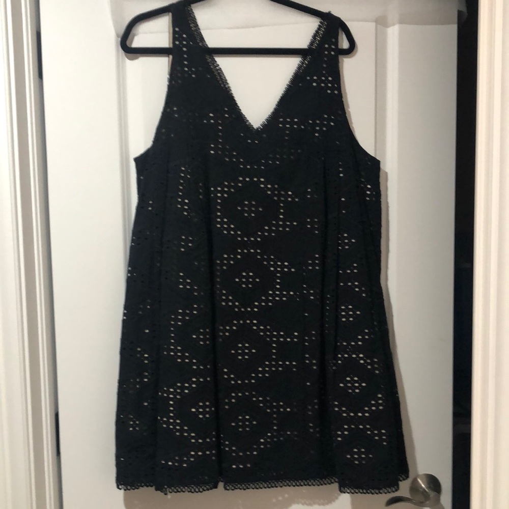 Maeve for Anthropologie Black Eyelet A Line Dress. Size XL